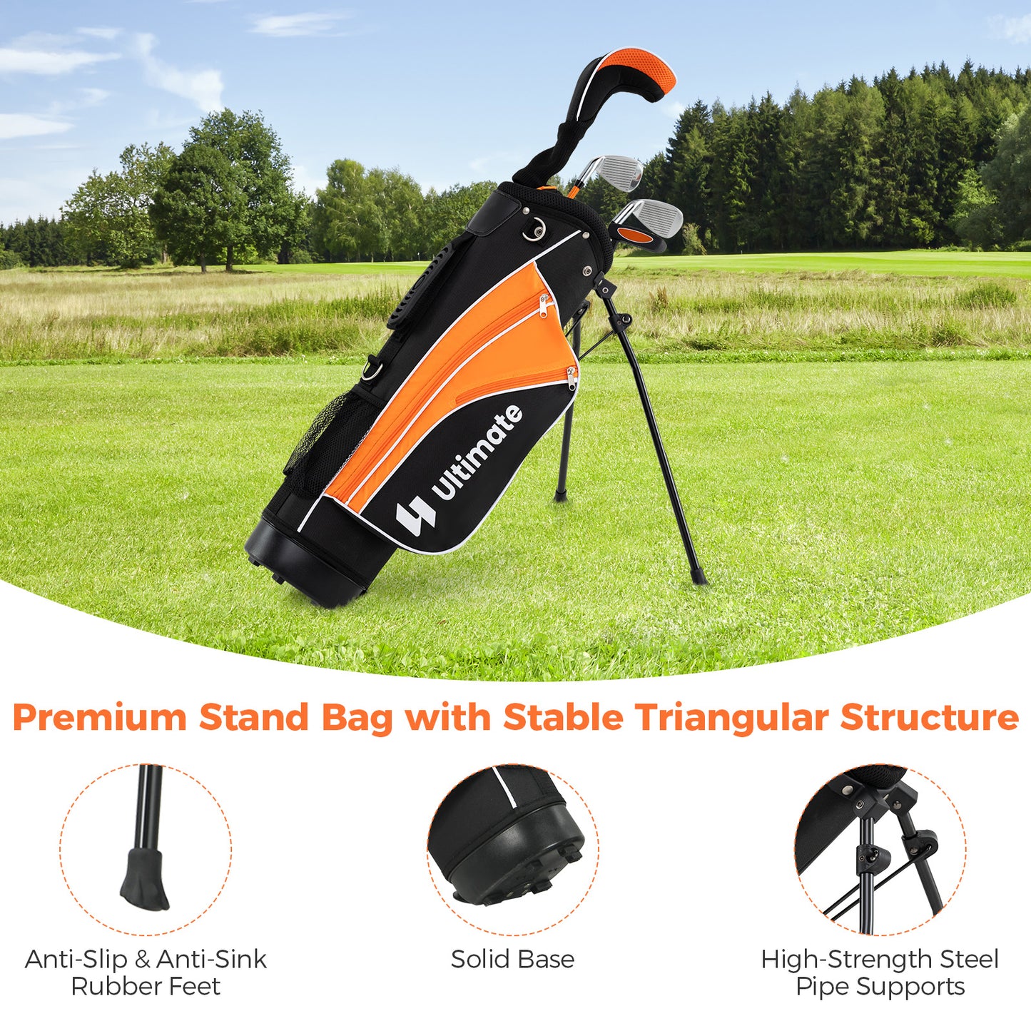 Complete Golf Club Set for Children Age 11-13-Orange Kids Crystal