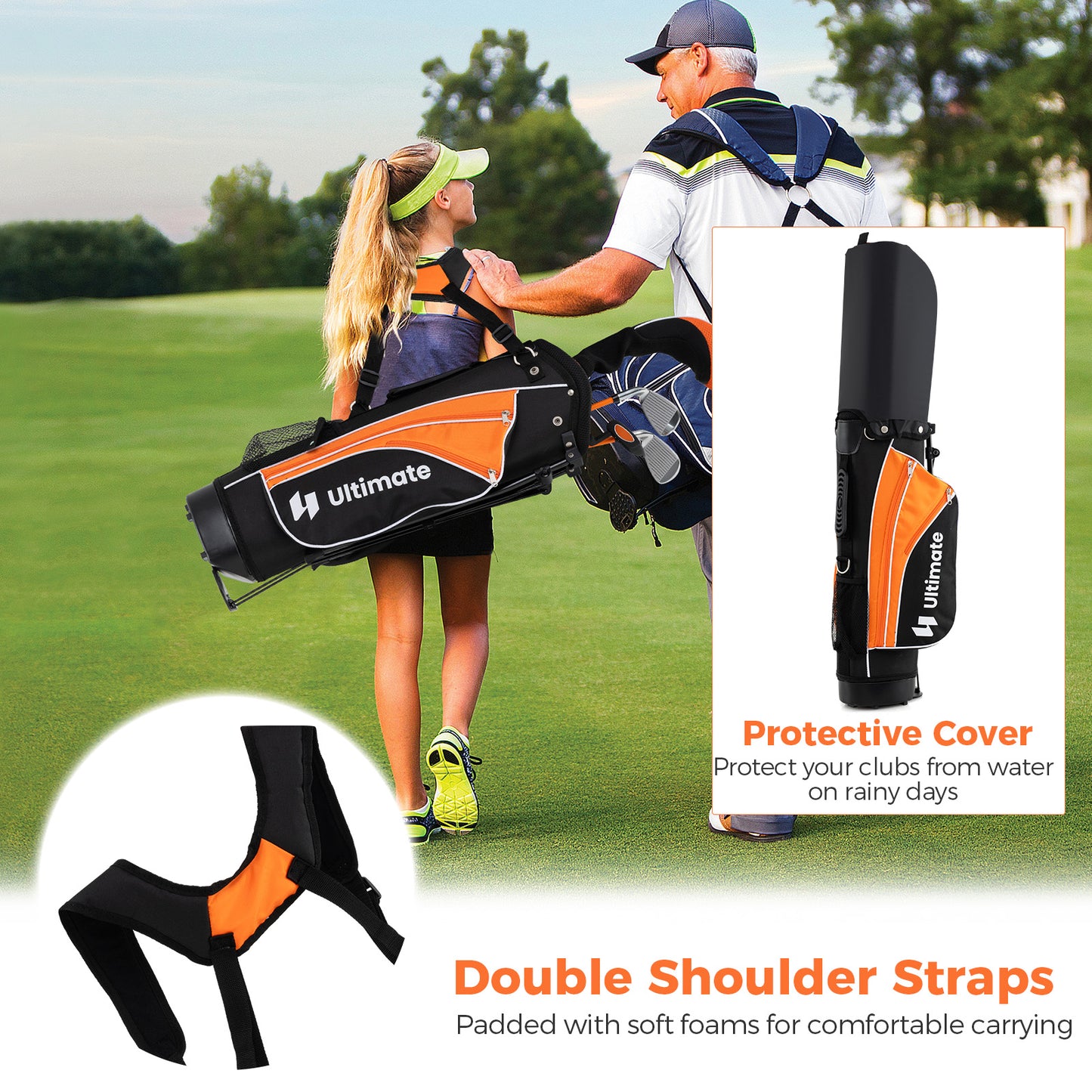 Complete Golf Club Set for Children Age 11-13-Orange Kids Crystal