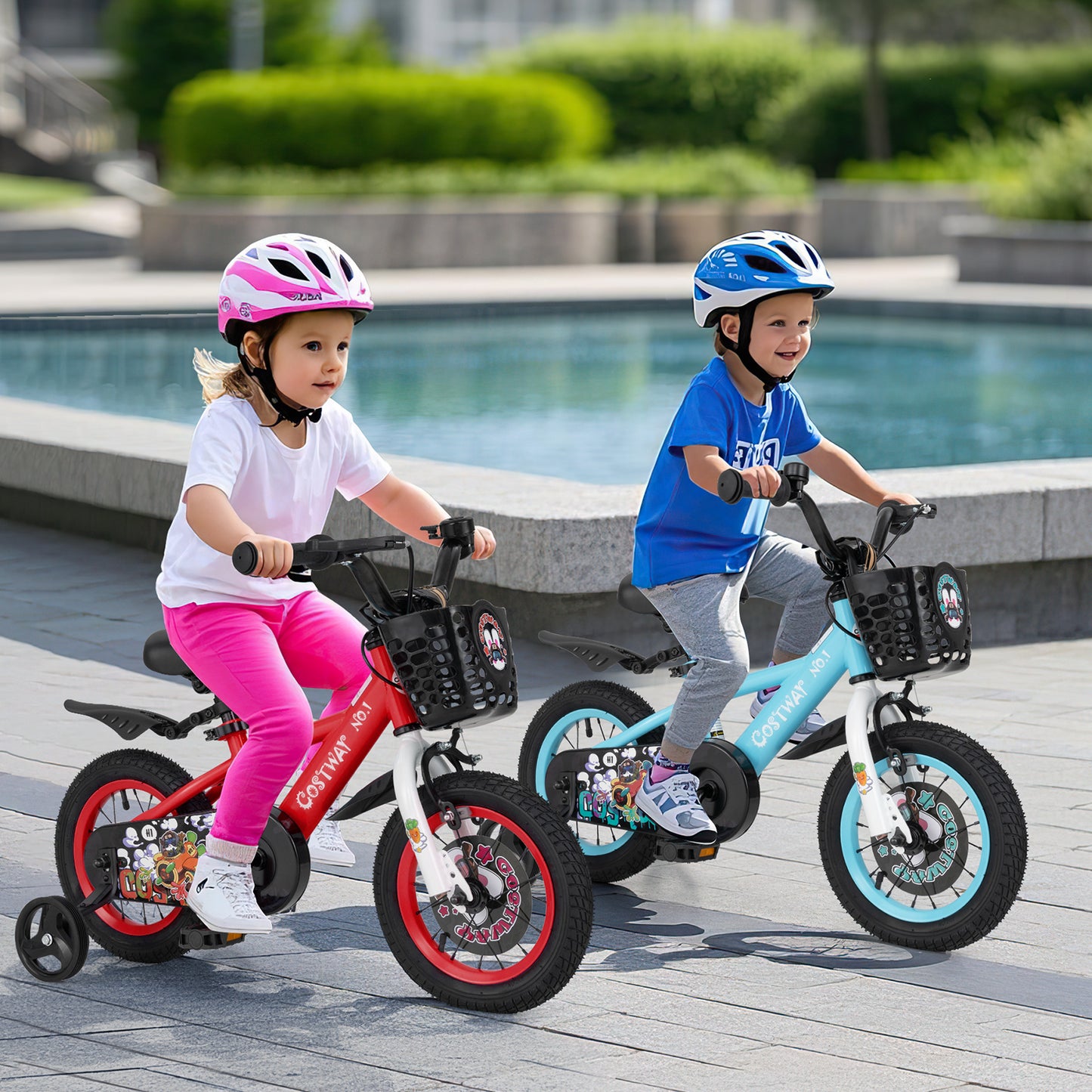 12 Inch Kids Bike Adjustable with Storage Basket and Double Brake for 3-4 Years Old-12 inches Kids Crystal
