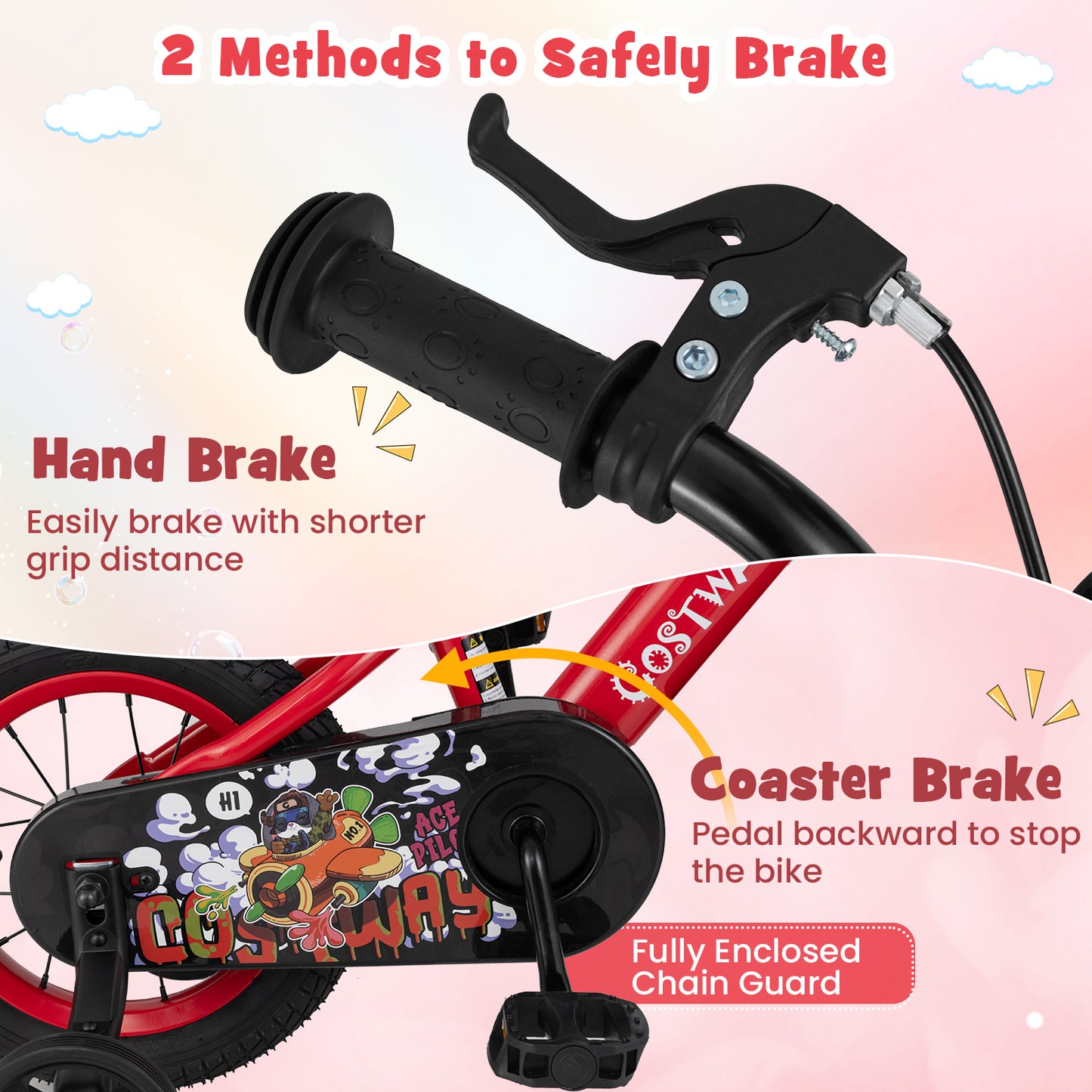 12 Inch Kids Bike Adjustable with Storage Basket and Double Brake for 3-4 Years Old-12 inches Kids Crystal