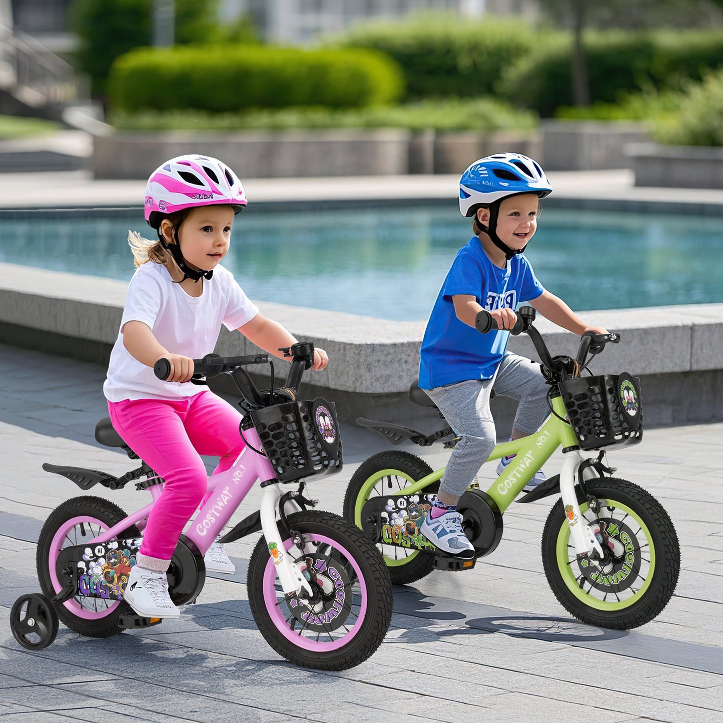 12 Inch Kids Bike Adjustable with Detachable Training Wheels for 3-4 Years Old-12 inches Kids Crystal