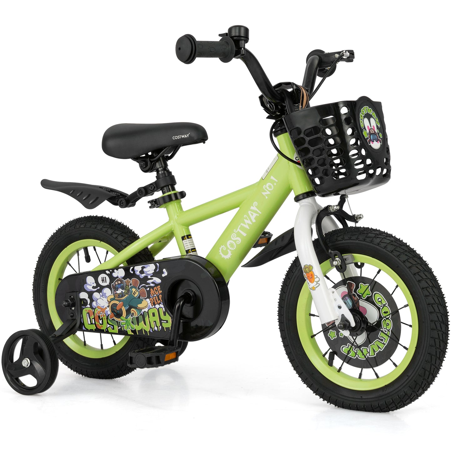 12 Inch Kids Bike Adjustable with Detachable Training Wheels for 3-4 Years Old-12 inches Kids Crystal