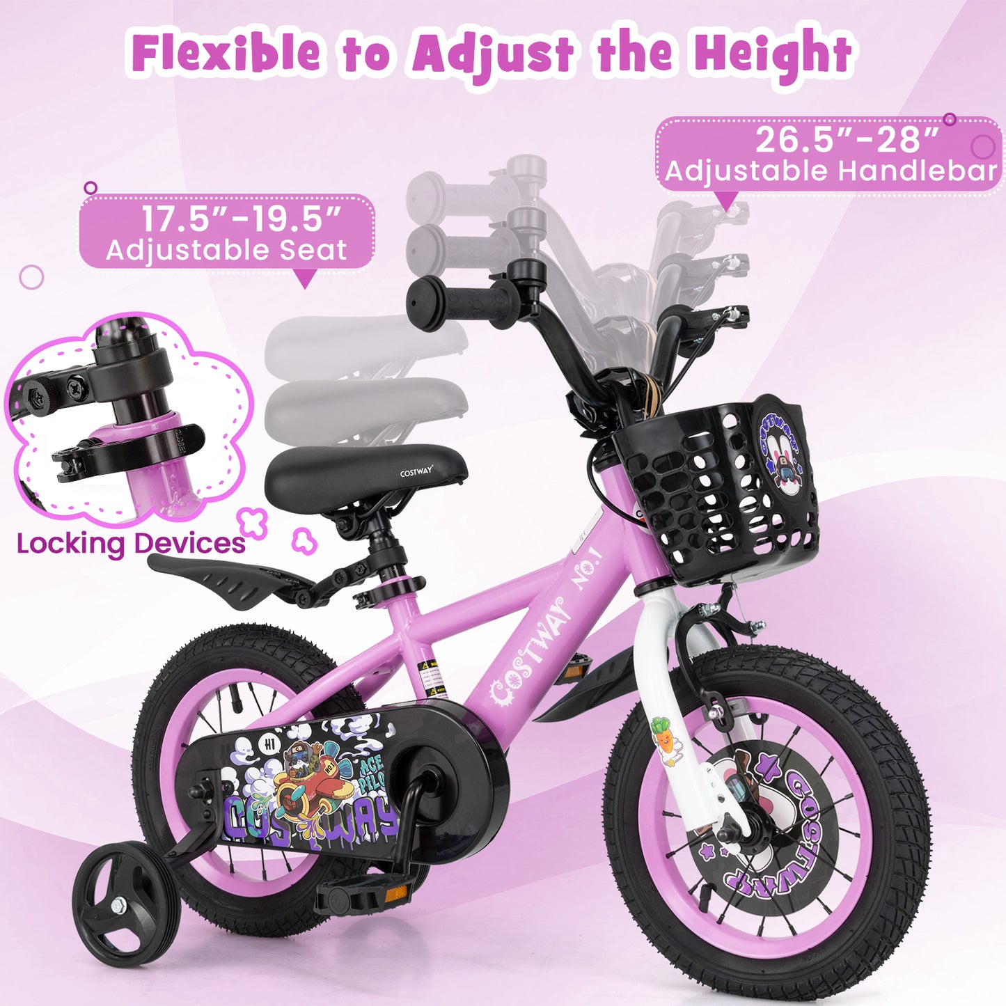 12 Inch Kids Bike for 3-4 Years Old Sport Bicycle with Adjustable Handlebar and Saddle-12 inches Kids Crystal