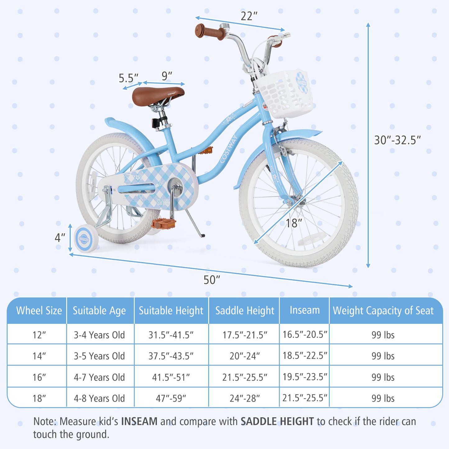 18 Inch Kids Bike with Adjustable Handlebar and Seat for 4-8 Year Old Kids Crystal