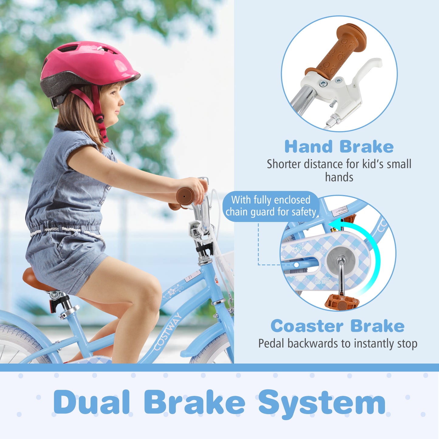 18 Inch Kids Bike with Adjustable Handlebar and Seat for 4-8 Year Old Kids Crystal