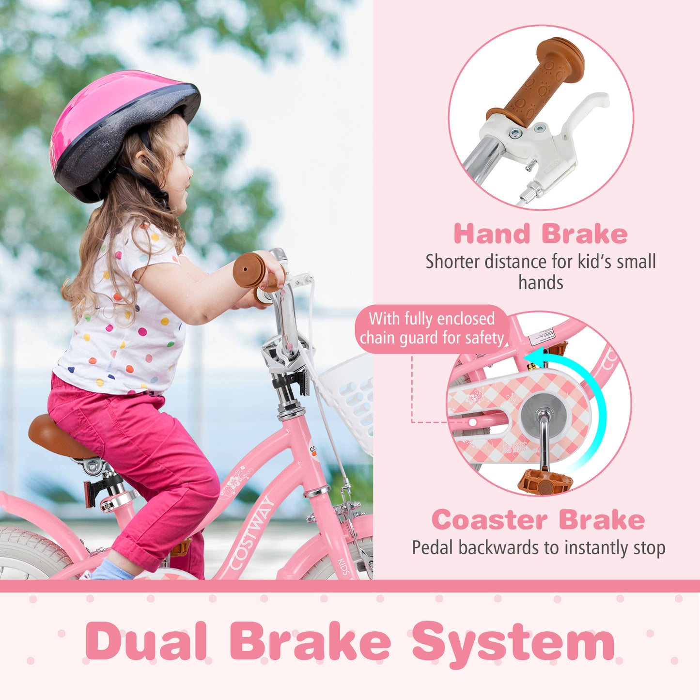 14 Inch Kids Bike with Training Wheels and Basket for Boys Girls 3-5 Years Old-14 inches Kids Crystal