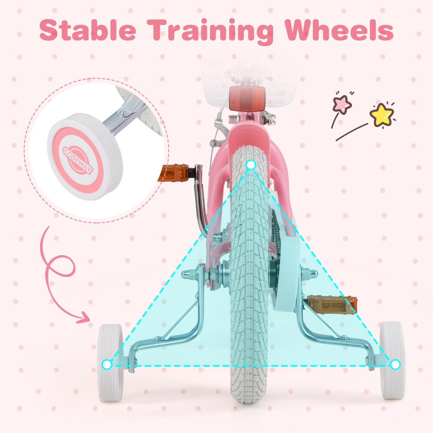 14 Inch Kids Bike with Training Wheels and Basket for Boys Girls 3-5 Years Old-14 inches Kids Crystal