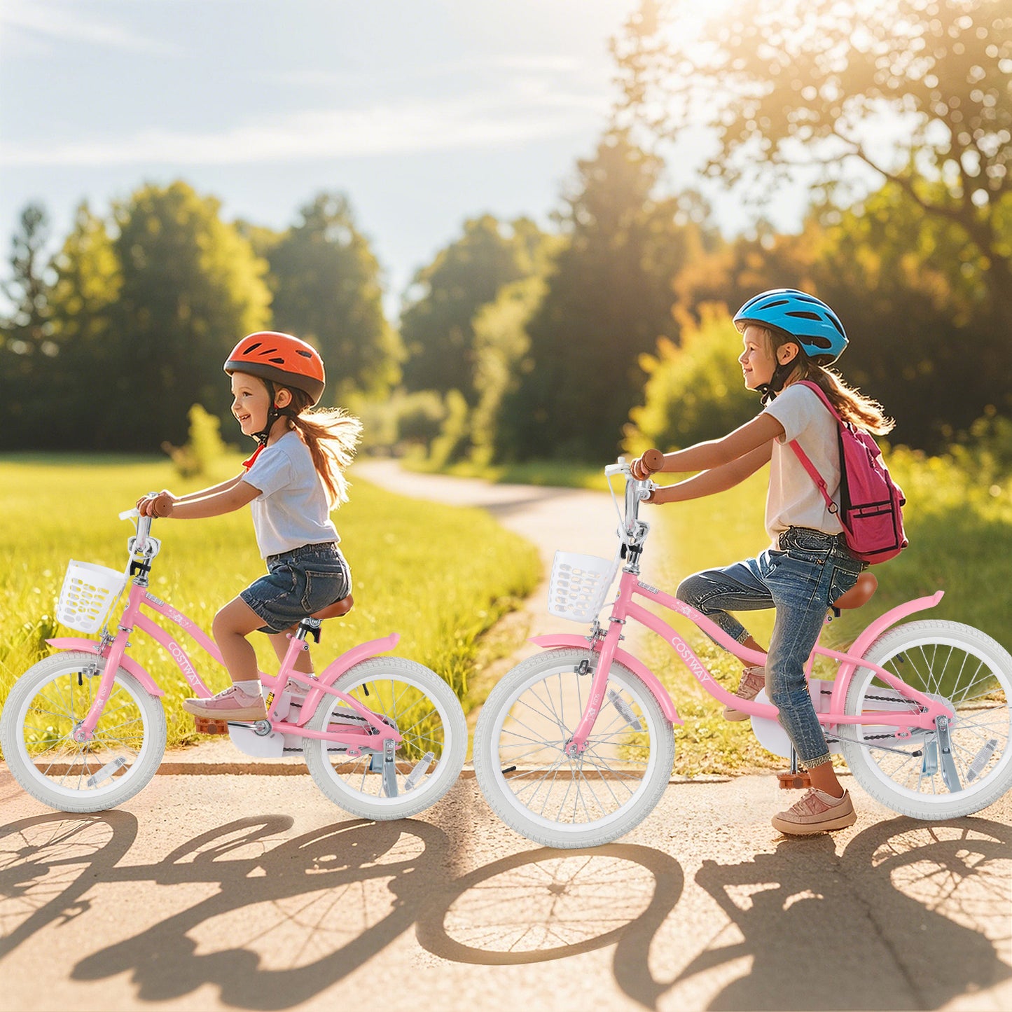 16 Inch Kids Bike with Training Wheels and Basket for Boys Girls 4-7 Years Old-16 inches Kids Crystal