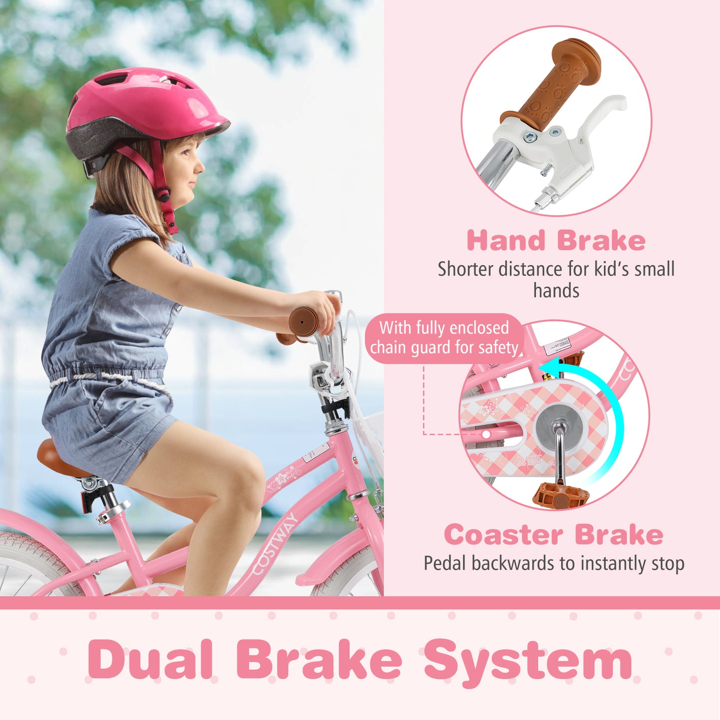 16 Inch Kids Bike with Training Wheels and Basket for Boys Girls 4-7 Years Old-16 inches Kids Crystal