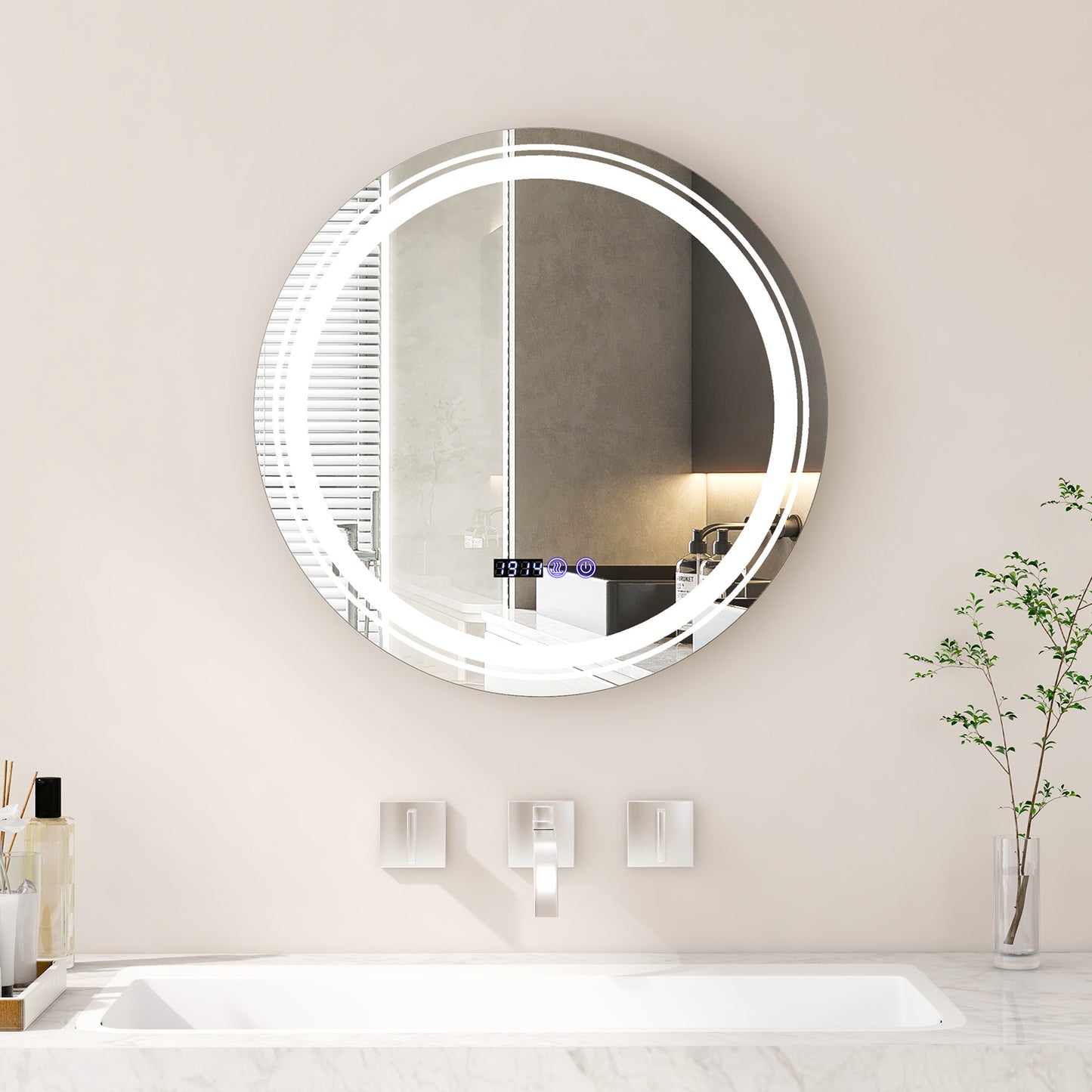 Anti-Fog Round Led Bathroom Mirror with 3 Color LED Lights-S Kids Crystal