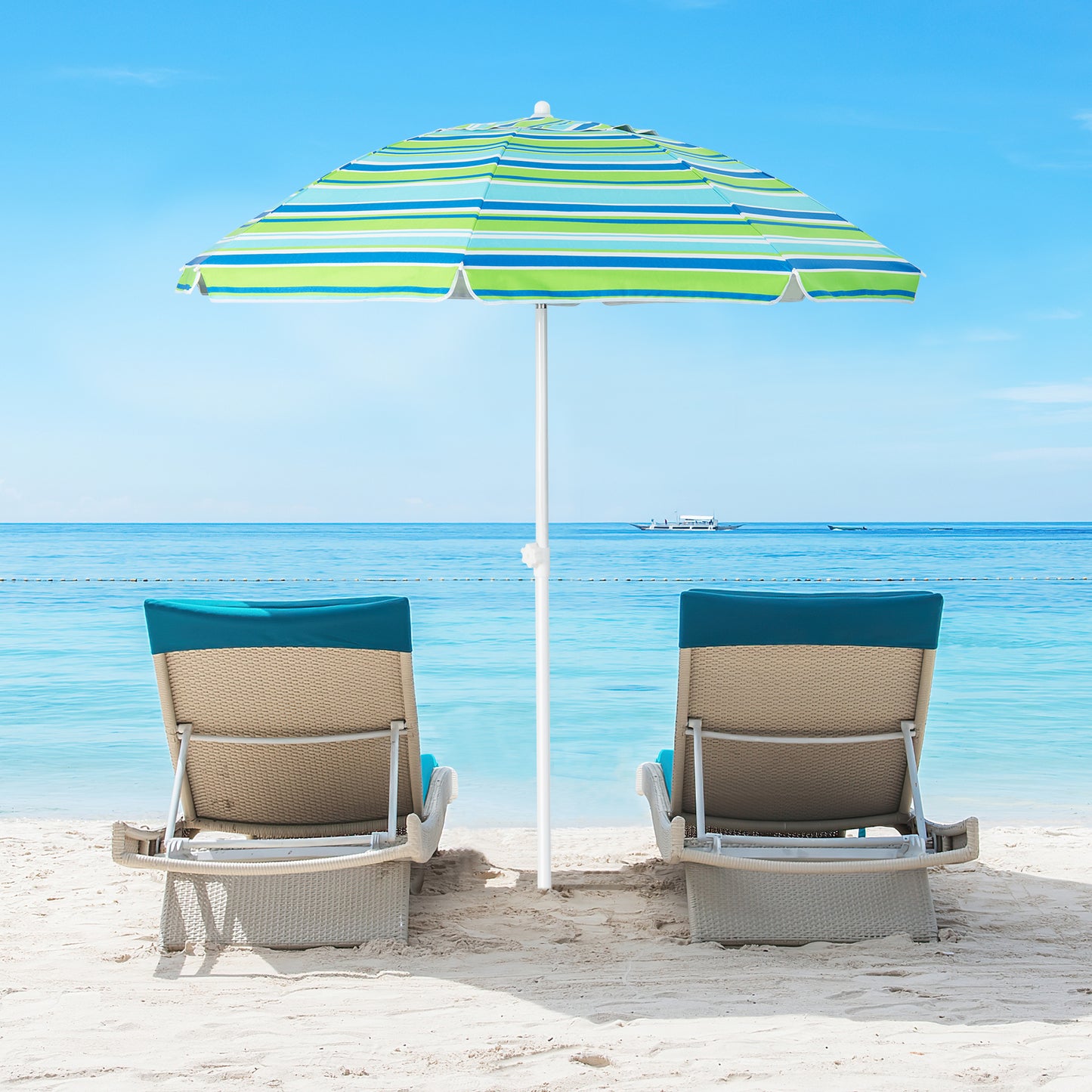 6.5 Feet Patio Beach Umbrella with Waterproof Polyester Fabric-Green Kids Crystal