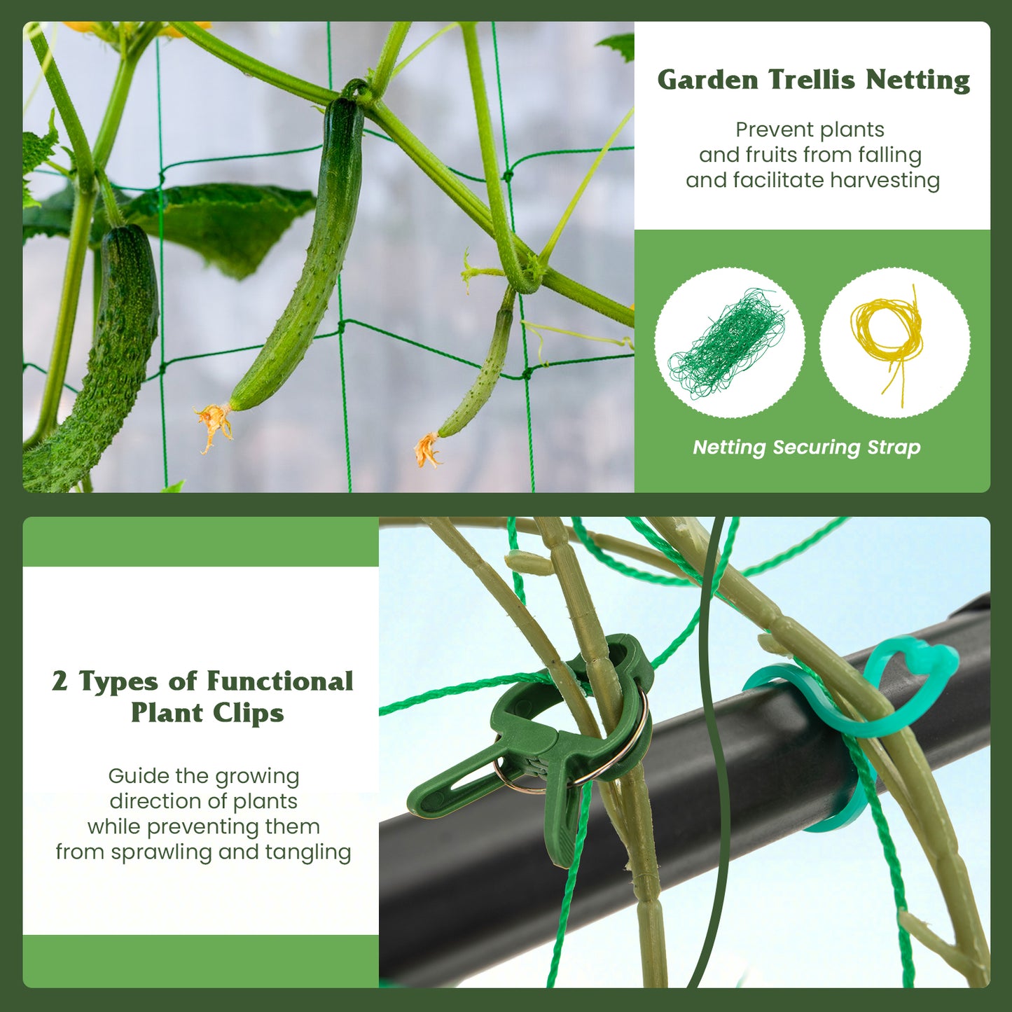 A-Frame Garden Cucumber Trellis with Netting for Climbing Plants Outdoor-Black Kids Crystal