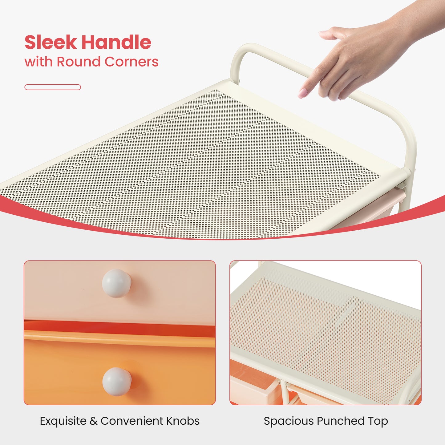 9-Drawer Rolling Storage Cart with Colorful Drawers and Metal Frame-Macaron Kids Crystal