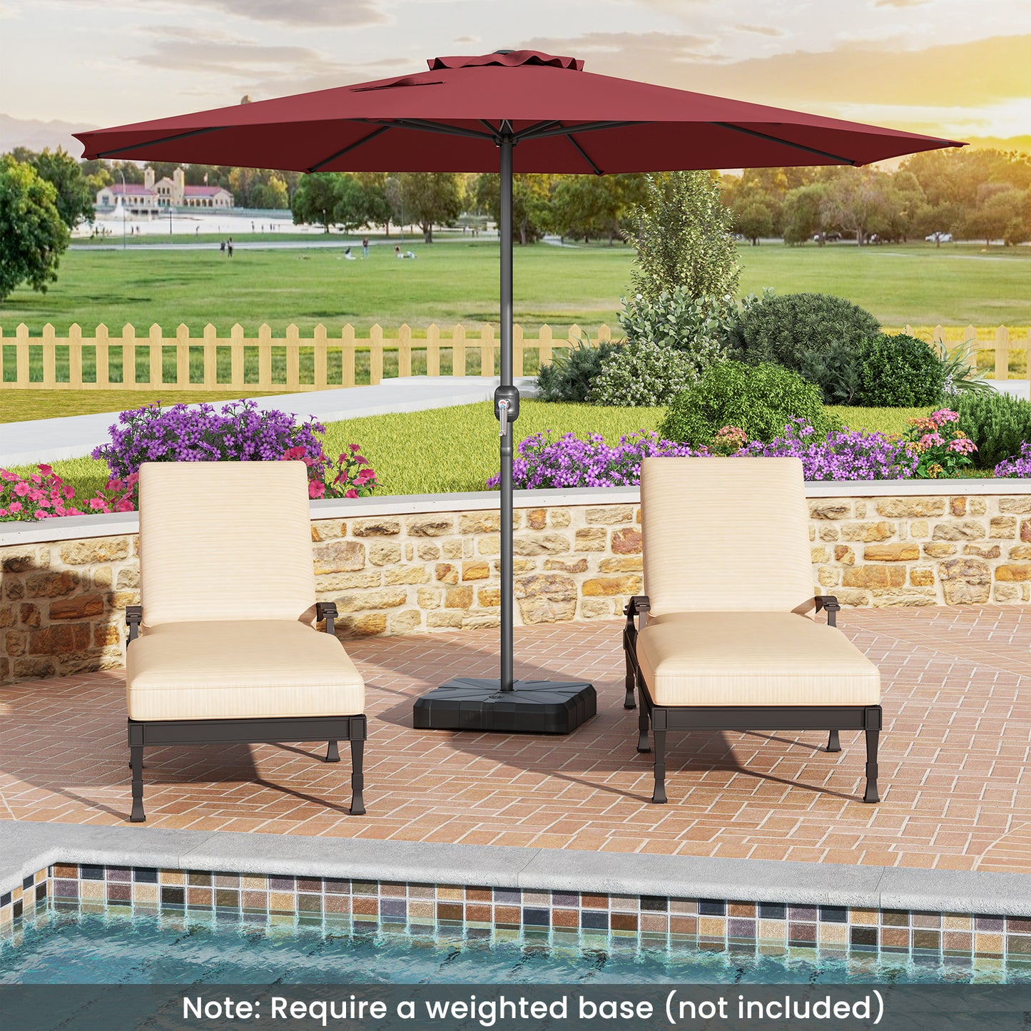 12 Feet Patio Umbrella with Crank Handle and 8 Sturdy Ribs-Red Kids Crystal