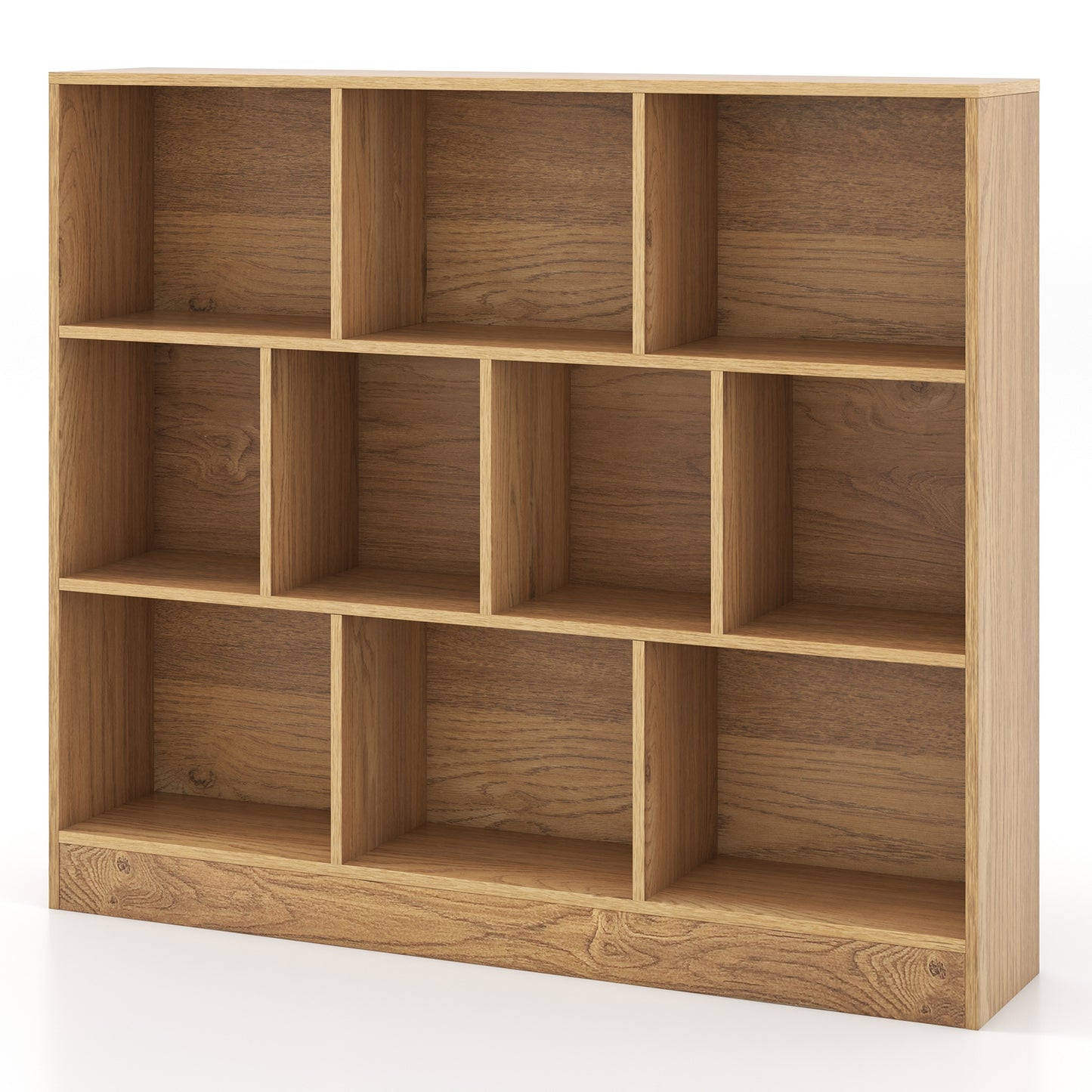 41 inches Wooden Toy Storage Organizer with 10 Cubes for Kids-Natural Kids Crystal