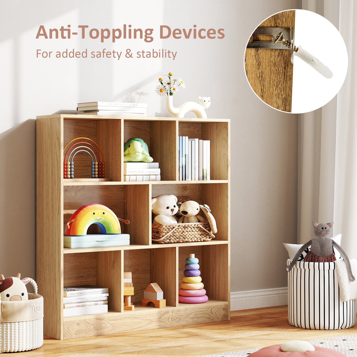 41 Inches 8-Cube Freestanding Bookcase for Kids-Natural Kids Crystal