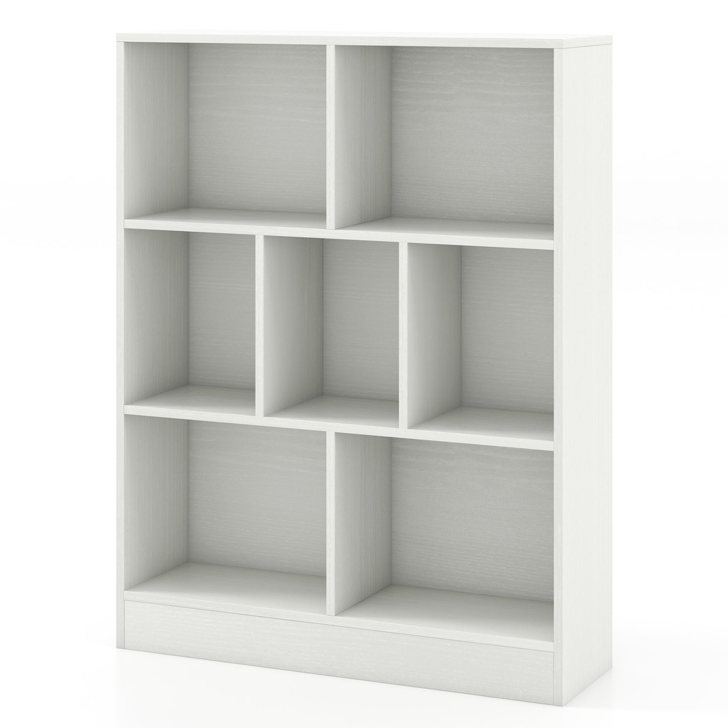 7-Section Freestanding Bookshelf for Kids Room Classroom Daycare Nursery-White Kids Crystal