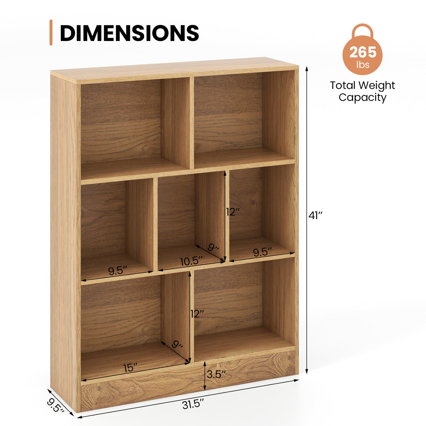 7-Section Freestanding Bookshelf for Kids Room Classroom Daycare Nursery-Natural Kids Crystal