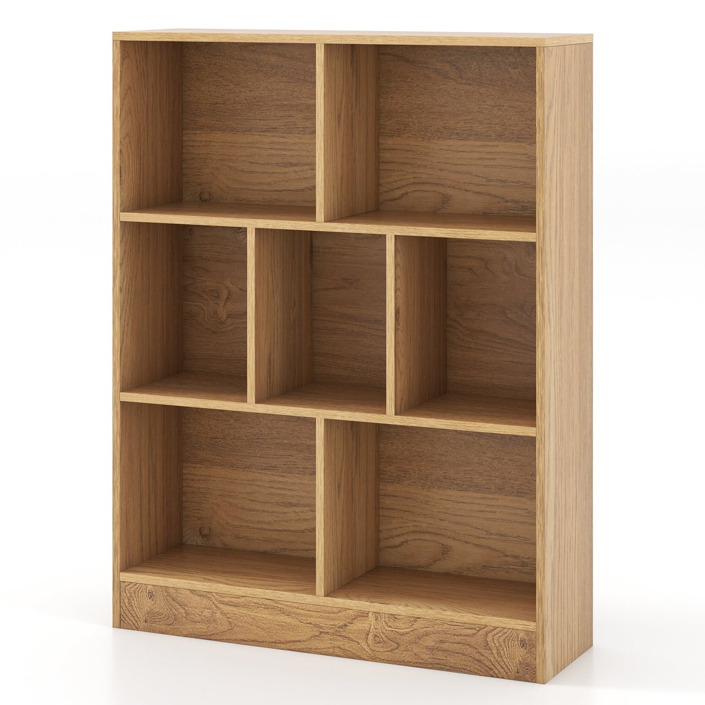 7-Section Freestanding Bookshelf for Kids Room Classroom Daycare Nursery-Natural Kids Crystal