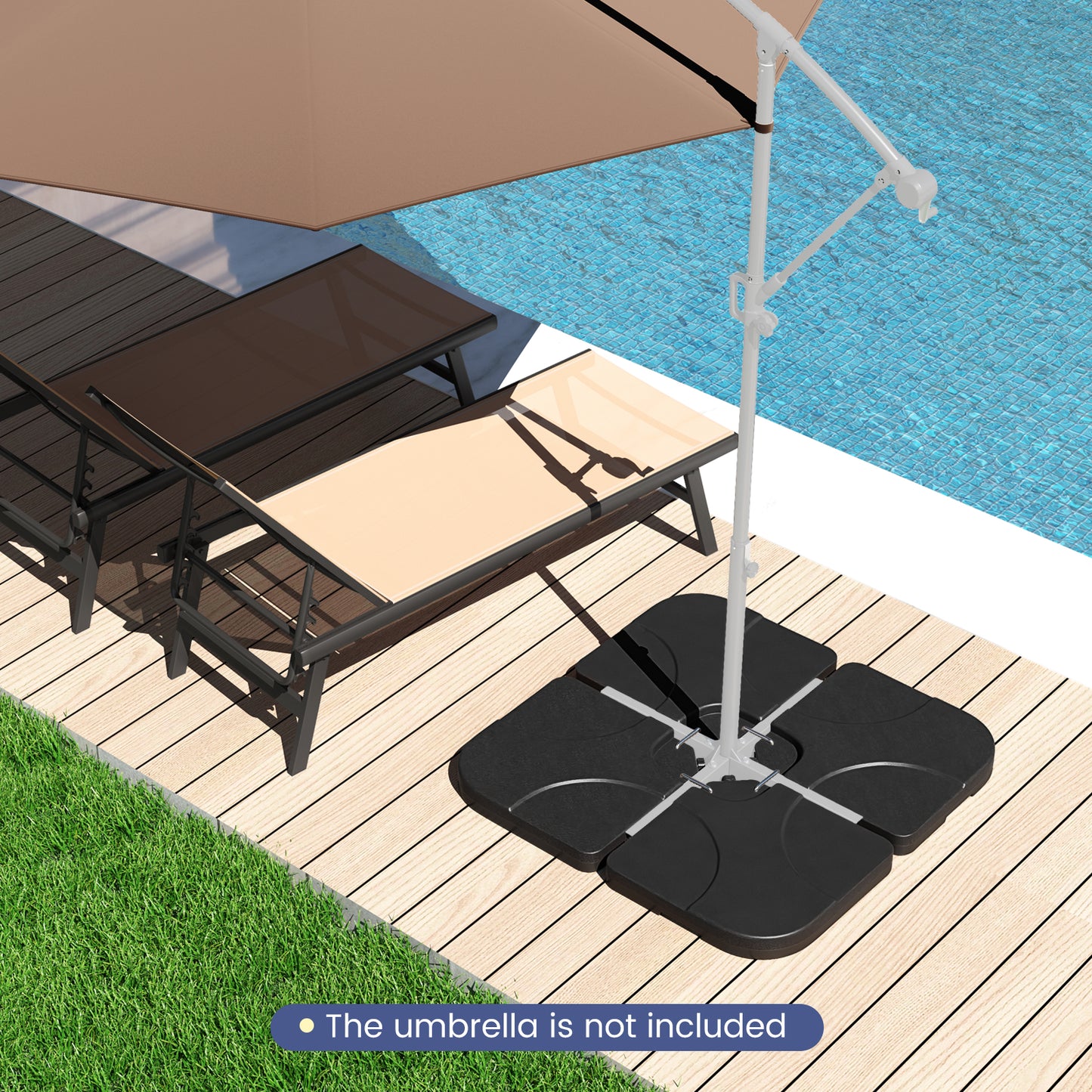 20 Inch Patio Offset Water Filled Plate Umbrella Base Sand-Black Kids Crystal
