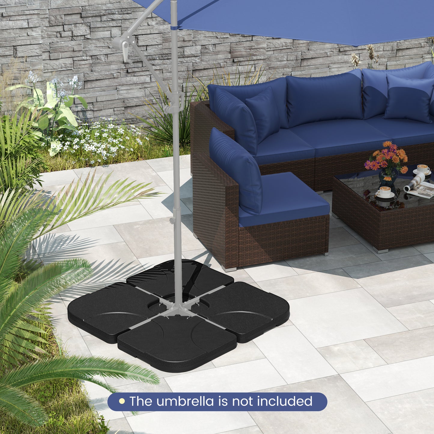 20 Inch Patio Offset Water Filled Plate Umbrella Base Sand-Black Kids Crystal