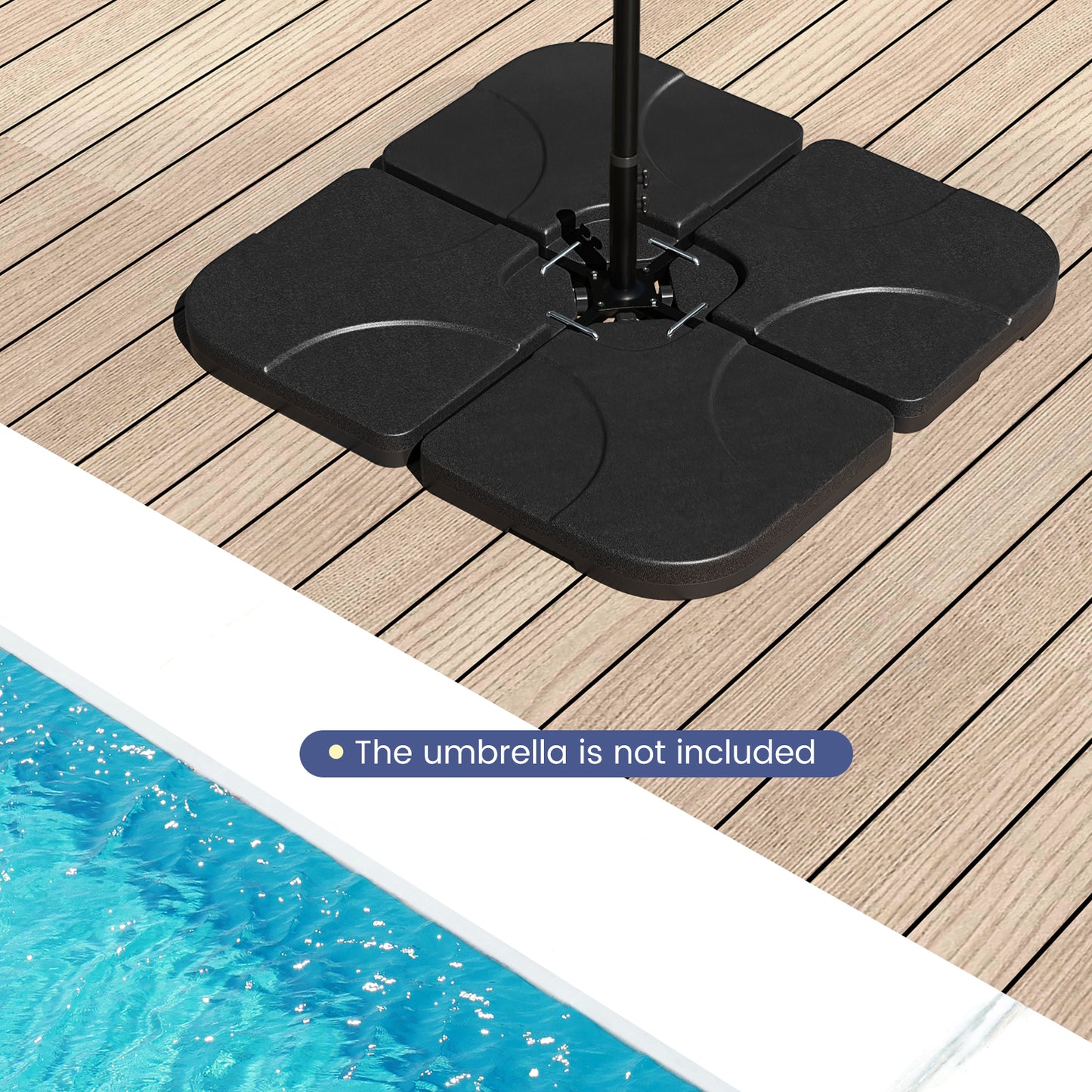 20 Inch Patio Offset Water Filled Plate Umbrella Base Sand-Black Kids Crystal