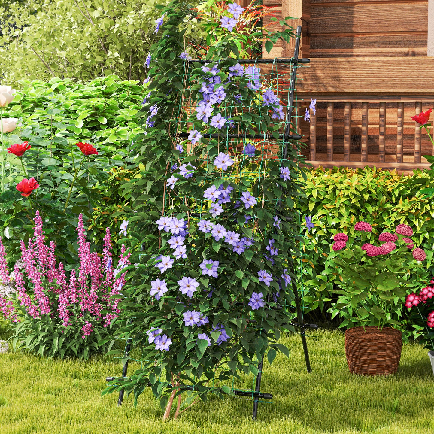 74 Inch Tall Garden Trellis for Flower Vine Vegetable Fruit Pea-Black Kids Crystal