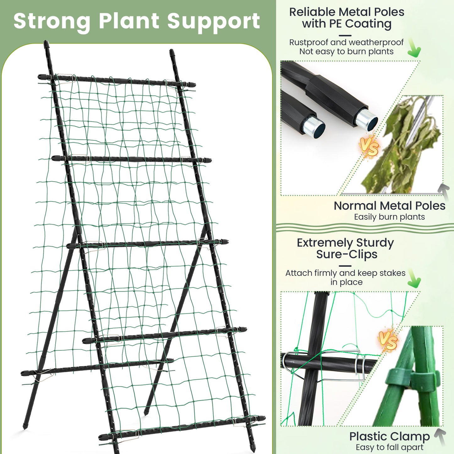 74 Inch Tall Garden Trellis for Flower Vine Vegetable Fruit Pea-Black Kids Crystal