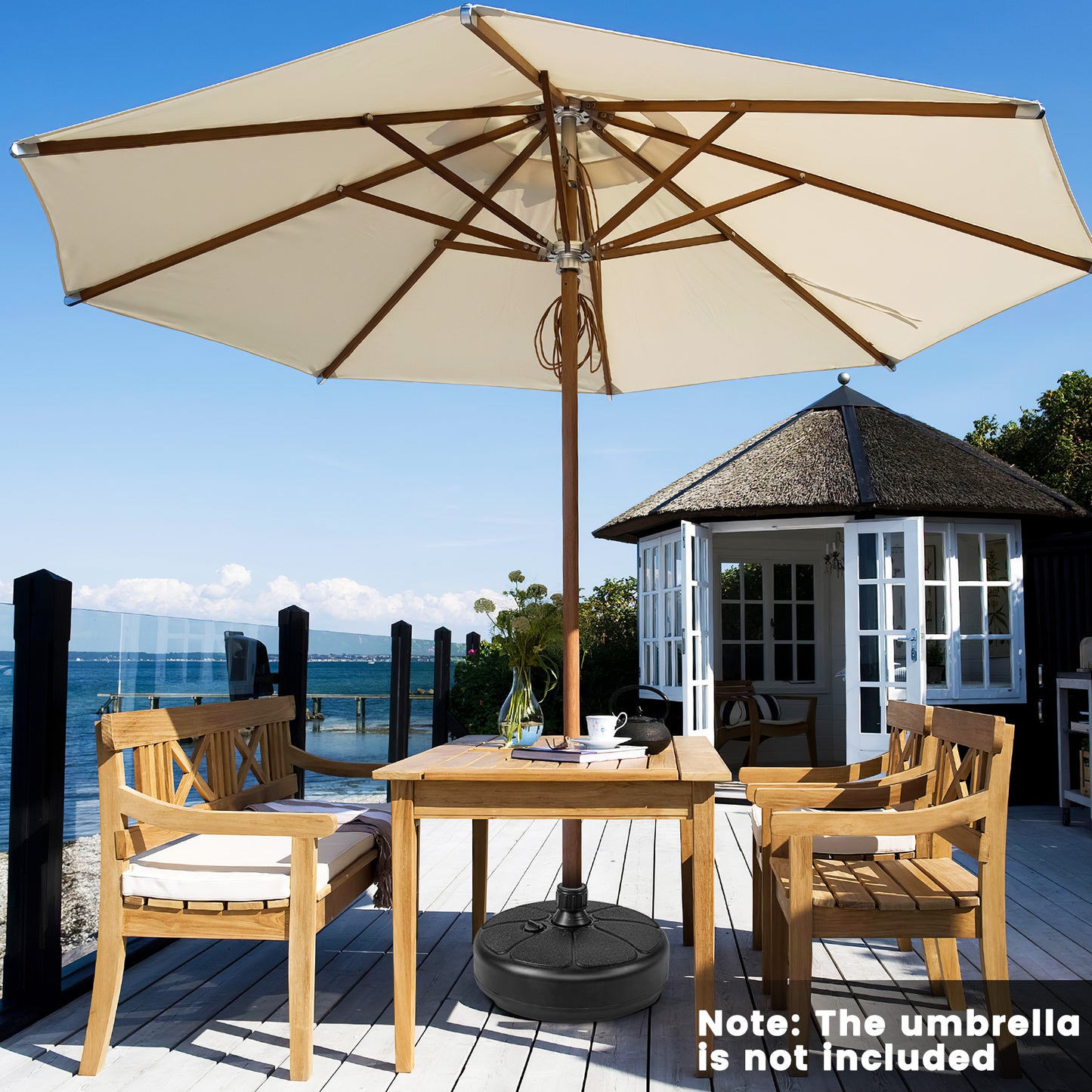 27 lbs Fillable Round Umbrella Base Stand for Yard Garden Poolside Kids Crystal