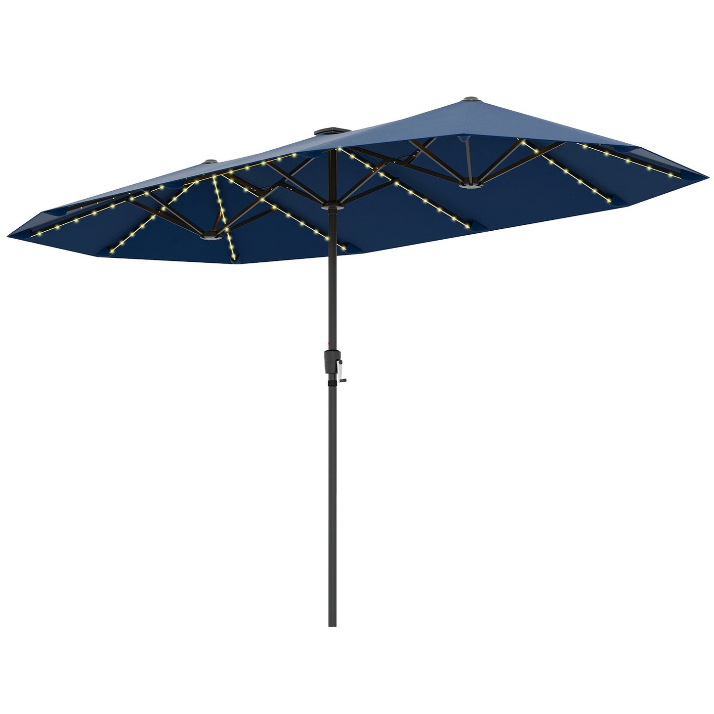 13 FT Large Patio Umbrella with LED Solar Lights and Crank Handle-Navy Kids Crystal