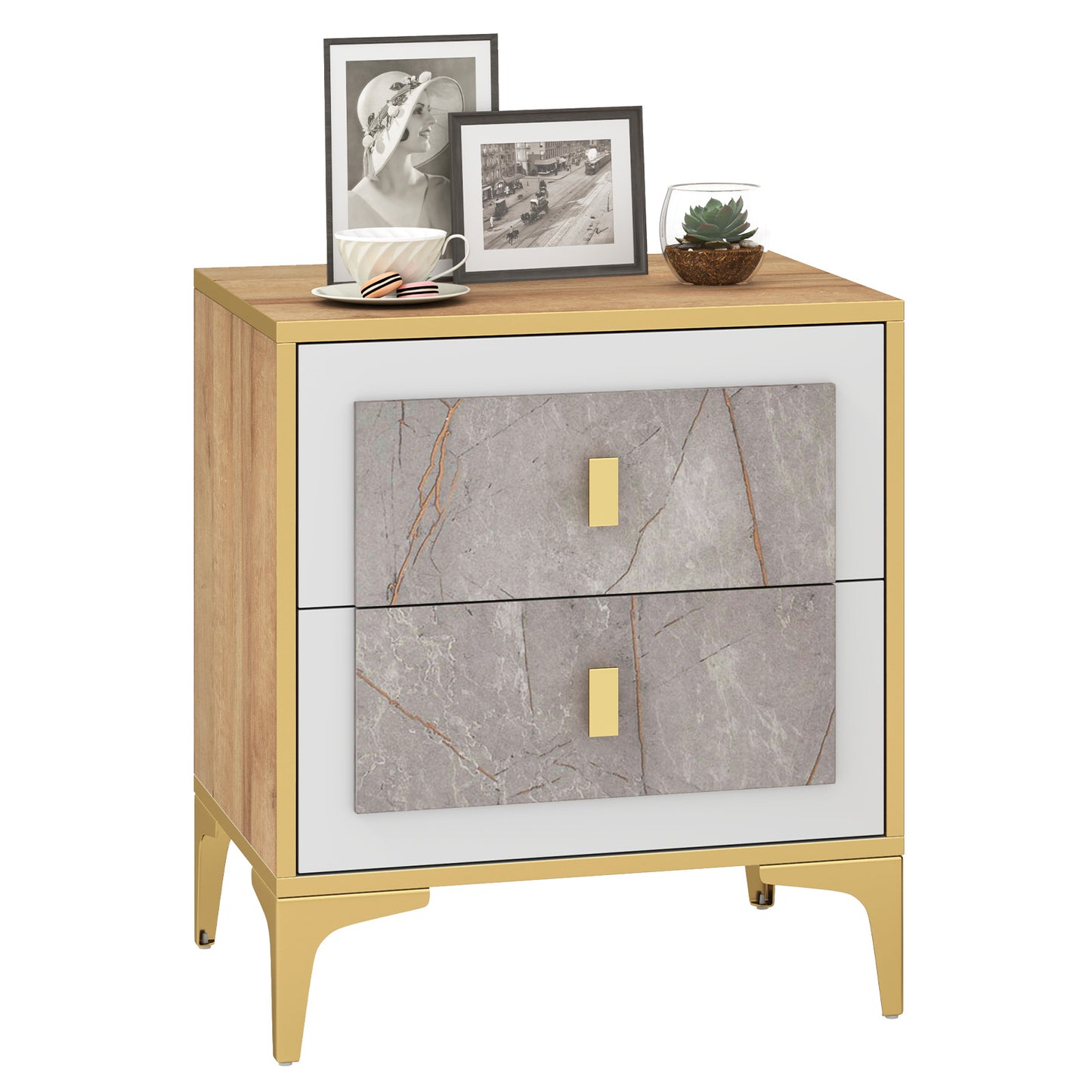 Nightstand with 2 Pull-out Drawers for Living Room Bedroom Kids Crystal