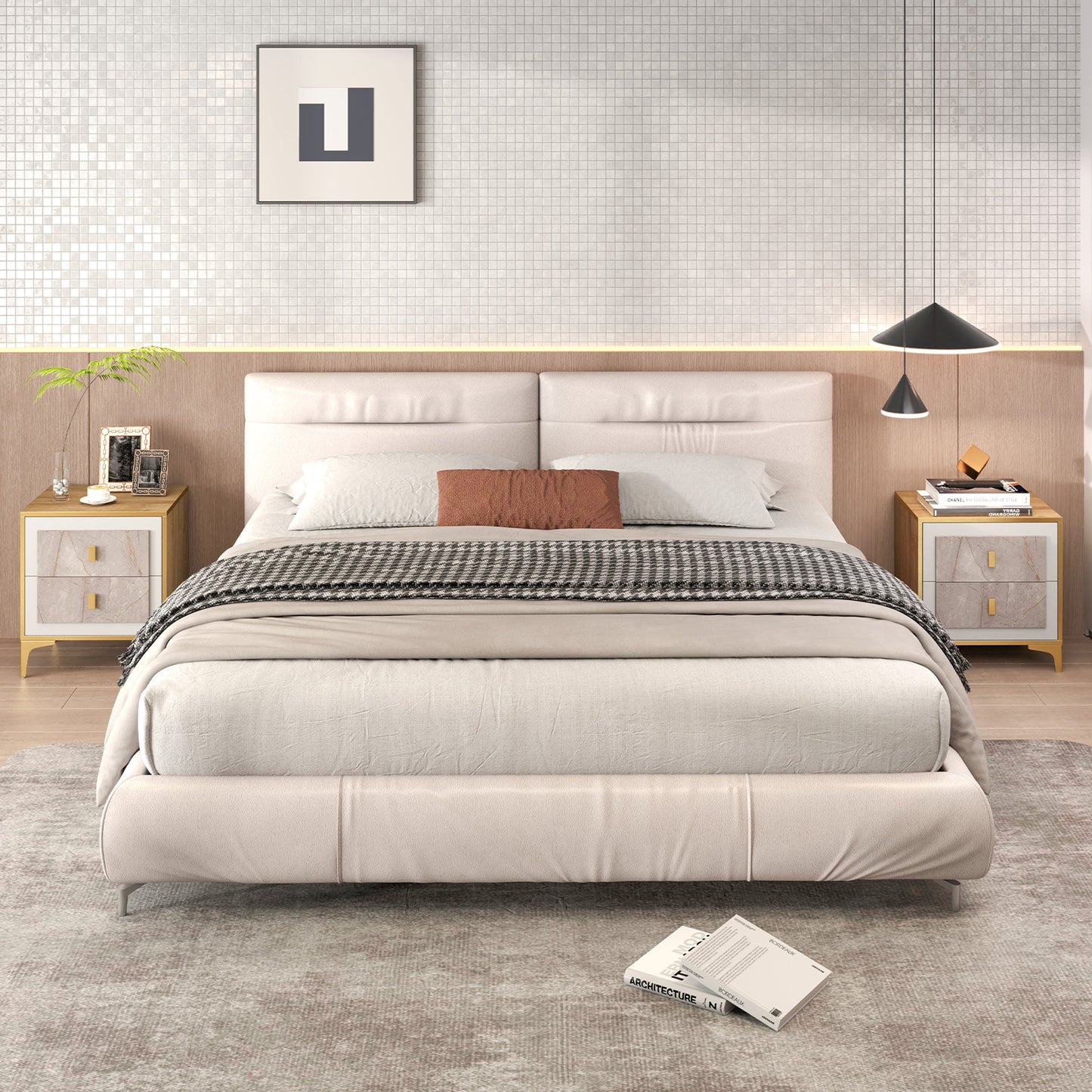 Nightstand with 2 Pull-out Drawers for Living Room Bedroom Kids Crystal