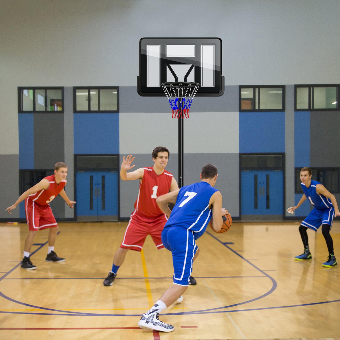 Portable Basketball Hoop with 9-Position Adjustable Height Kids Crystal