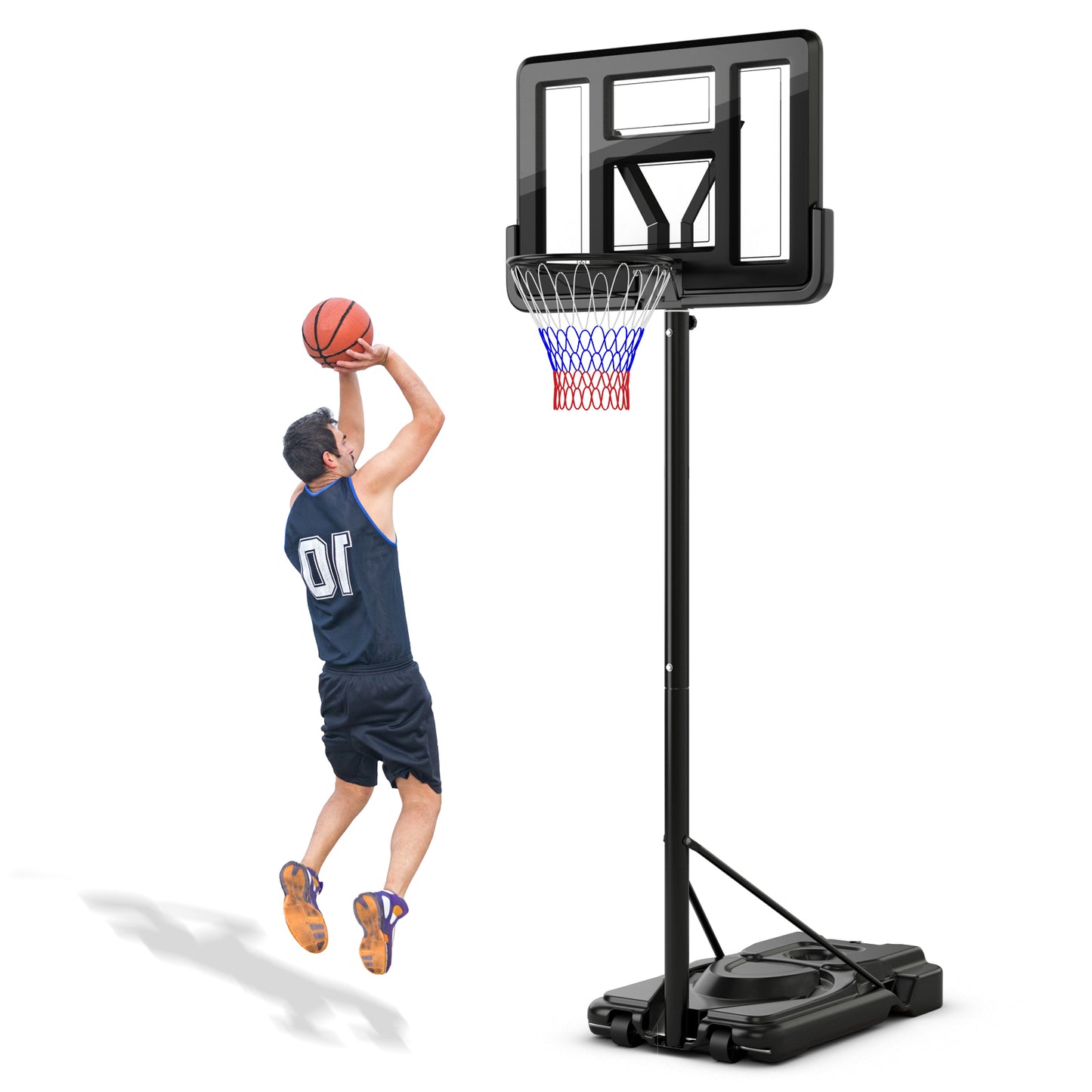 Portable Basketball Hoop with 9-Position Adjustable Height Kids Crystal
