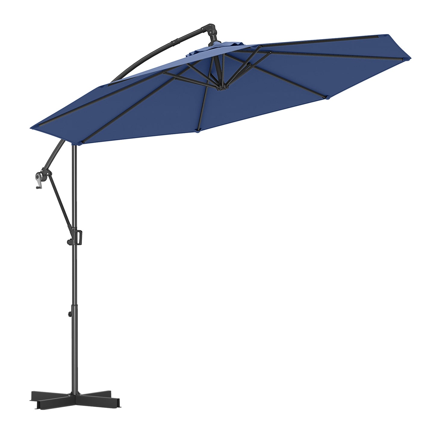10 Feet Offset Hanging Umbrella with Base and Infinite Tilt-Navy Kids Crystal