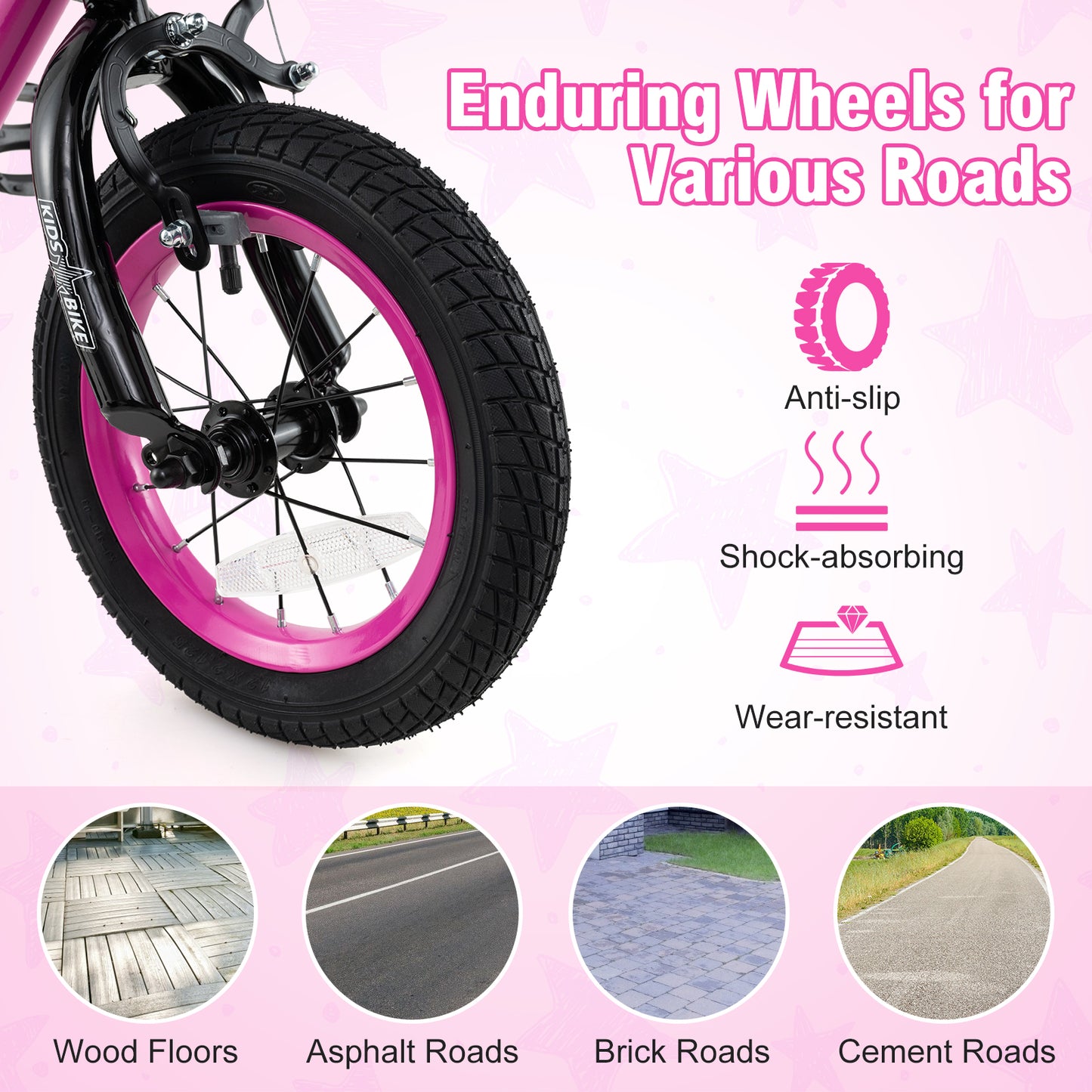 12 Inch Kids Bike Adjustable Bicycle with Front Basket for Children Aged 3-4 Years Old Kids Crystal
