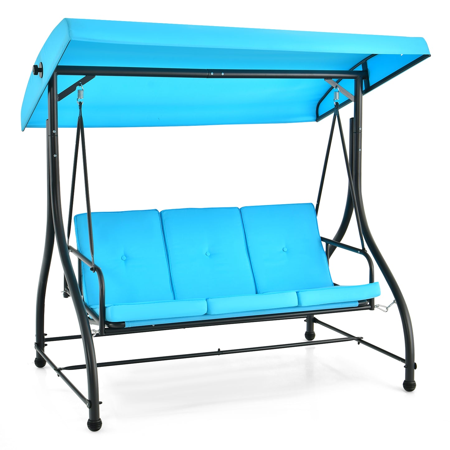 3 Seat Outdoor Porch Swing with Adjustable Canopy-Blue Kids Crystal