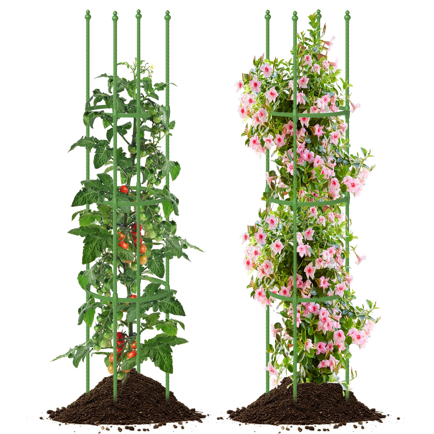 2-Pack Garden Trellis Tomato Cage with Adjustable Height-Green Kids Crystal