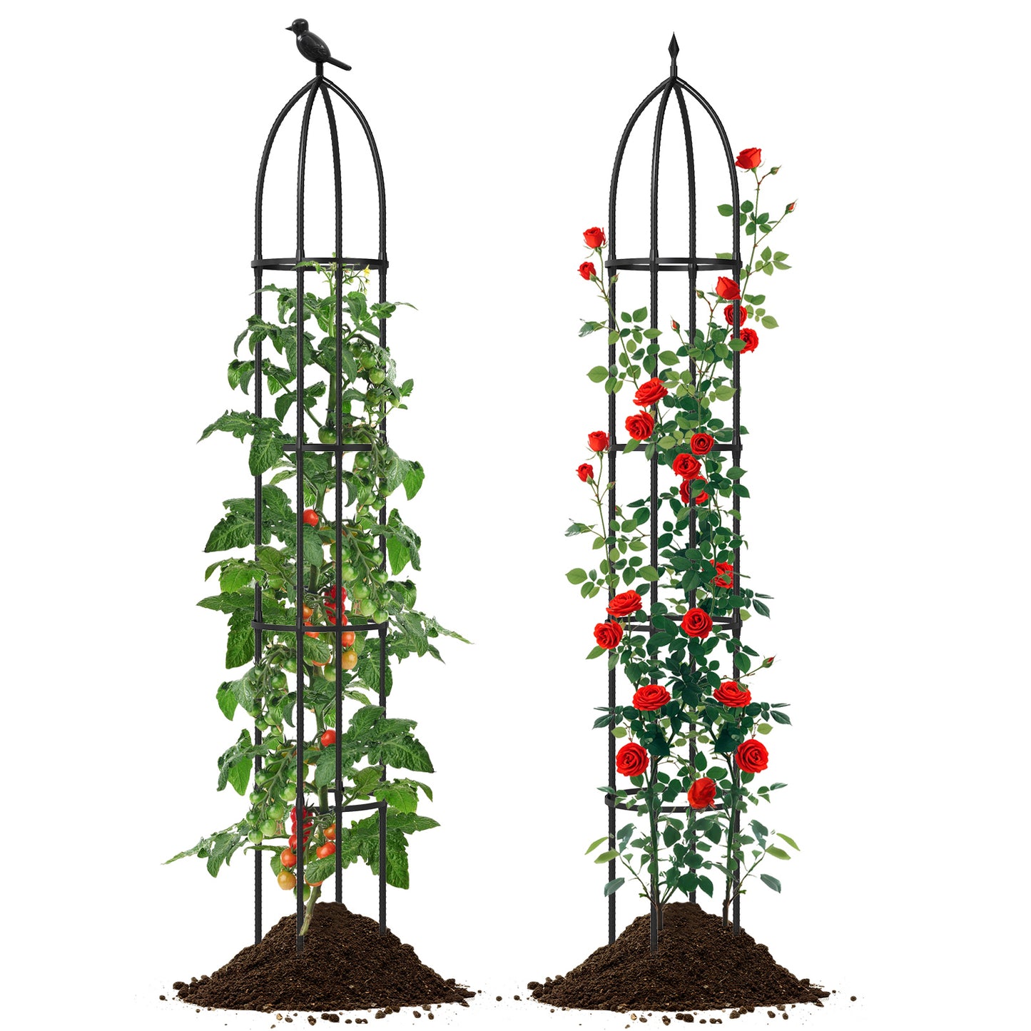 GIANTEX 2-Pack Garden Obelisk Trellis for Climbing Plants-Black Kids Crystal
