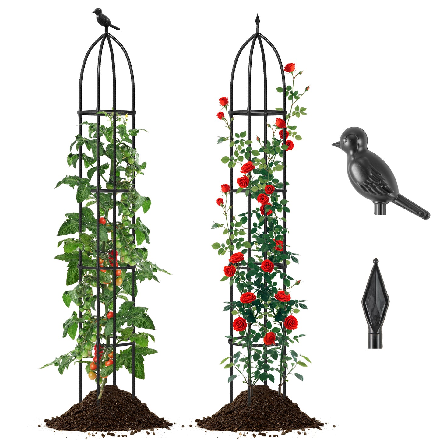GIANTEX 2-Pack Garden Obelisk Trellis for Climbing Plants-Black Kids Crystal