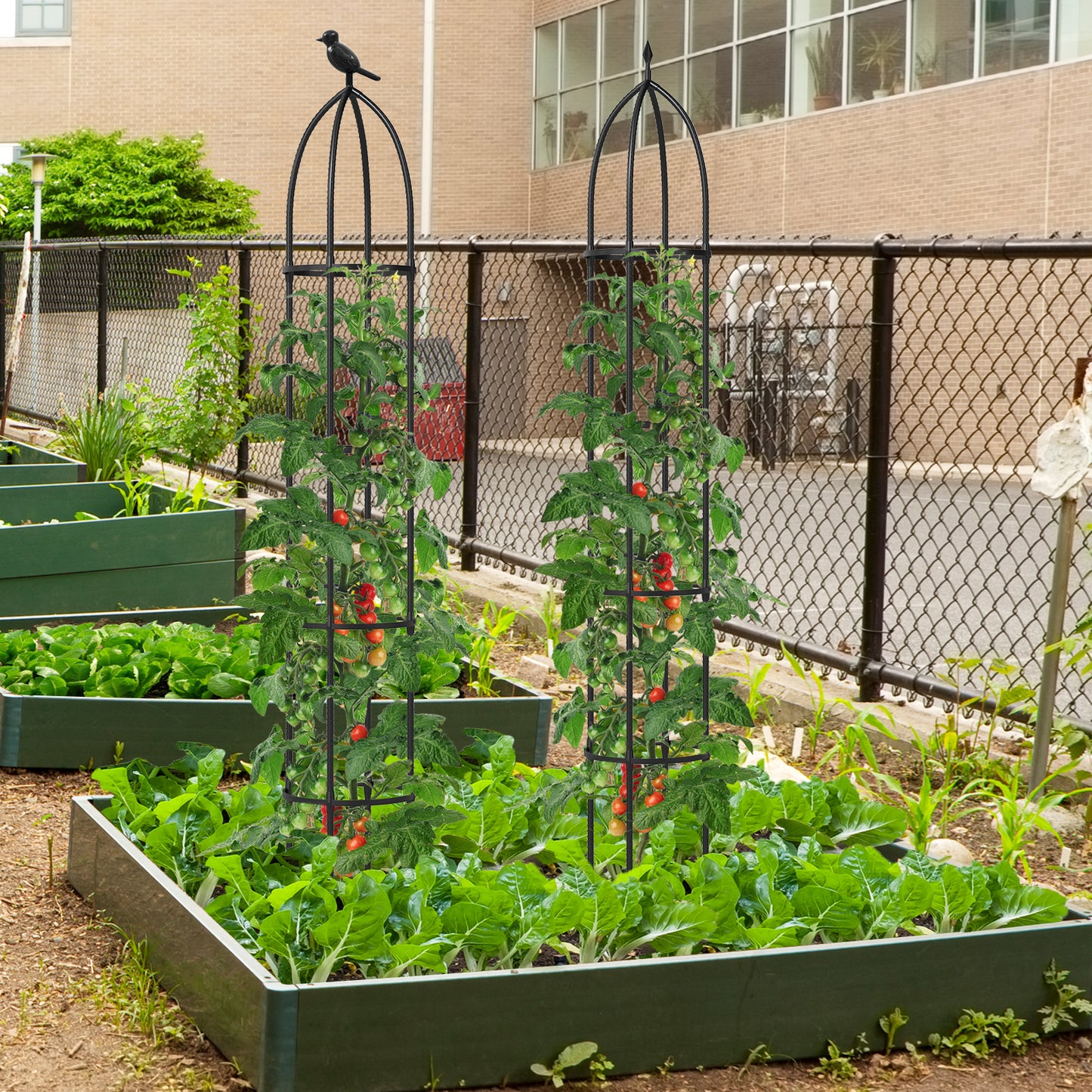 GIANTEX 2-Pack Garden Obelisk Trellis for Climbing Plants-Black Kids Crystal