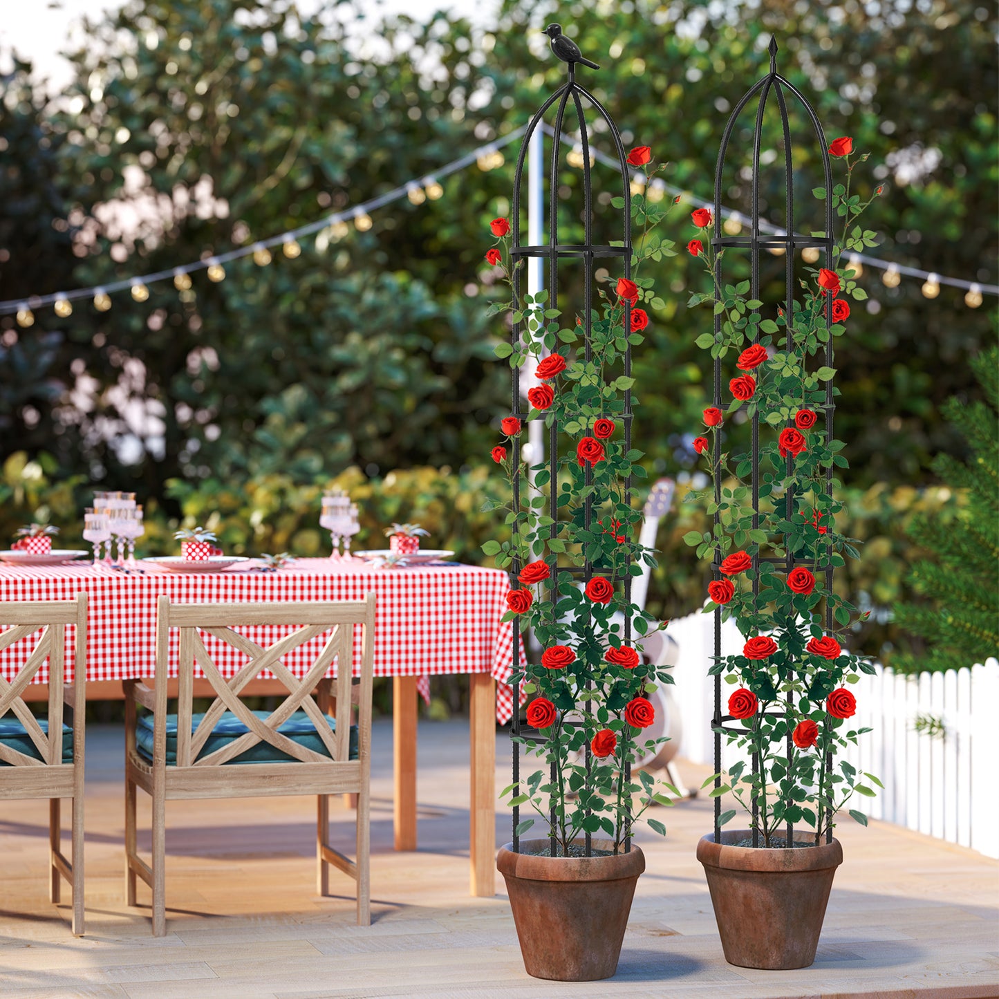 GIANTEX 2-Pack Garden Obelisk Trellis for Climbing Plants-Black Kids Crystal