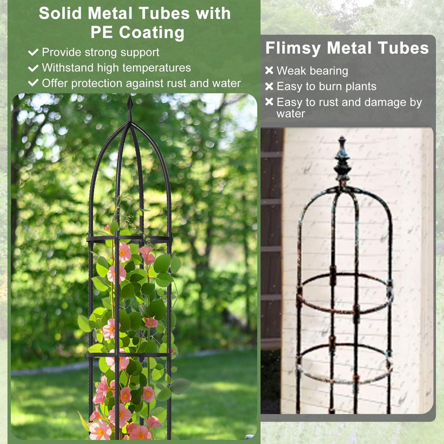 GIANTEX 2-Pack Garden Obelisk Trellis for Climbing Plants-Black Kids Crystal