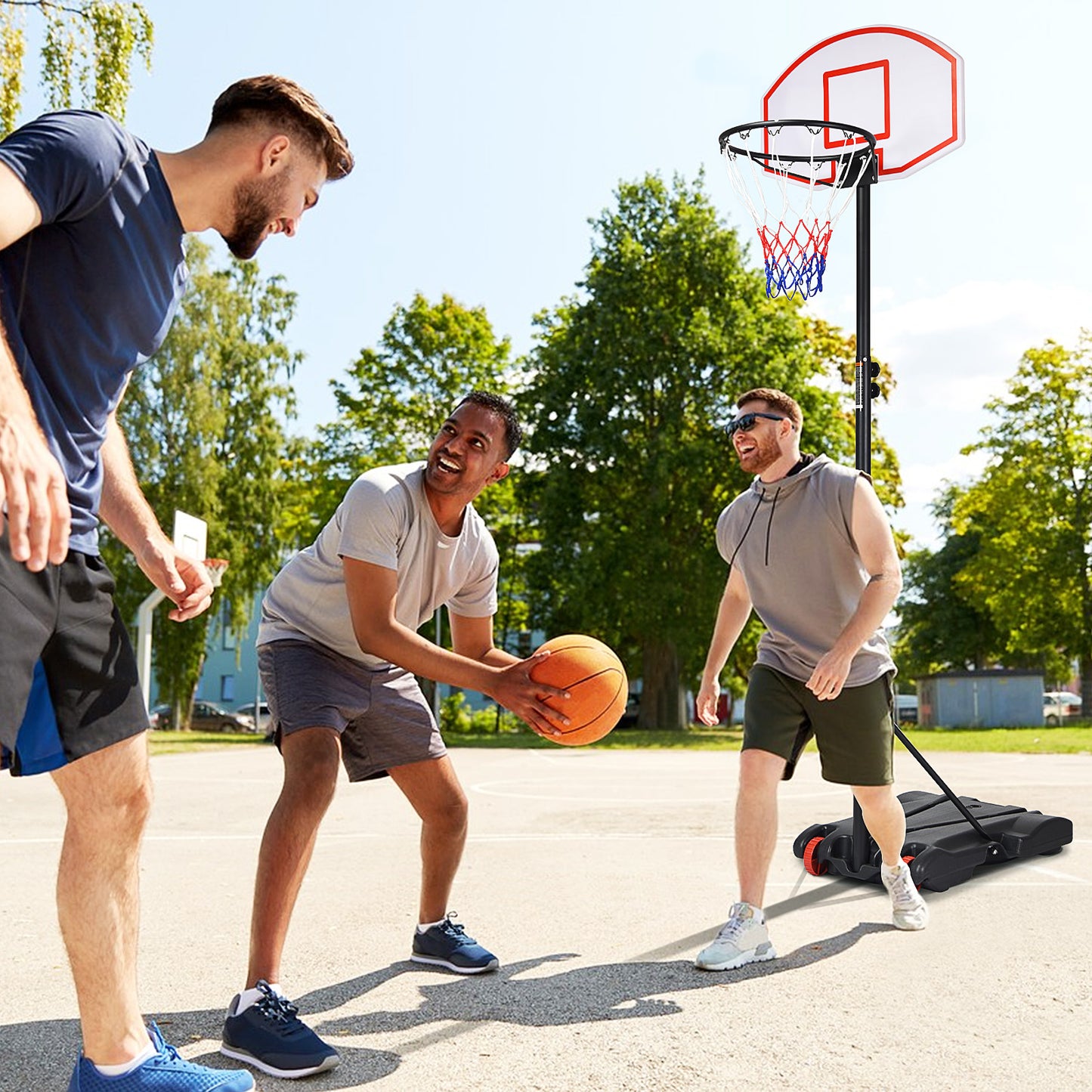Adjustable Basketball Hoop System Stand with Wheels Kids Crystal