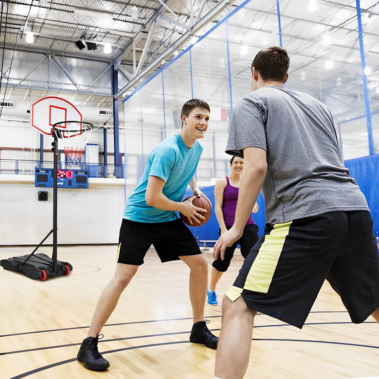 Adjustable Basketball Hoop System Stand with Wheels Kids Crystal