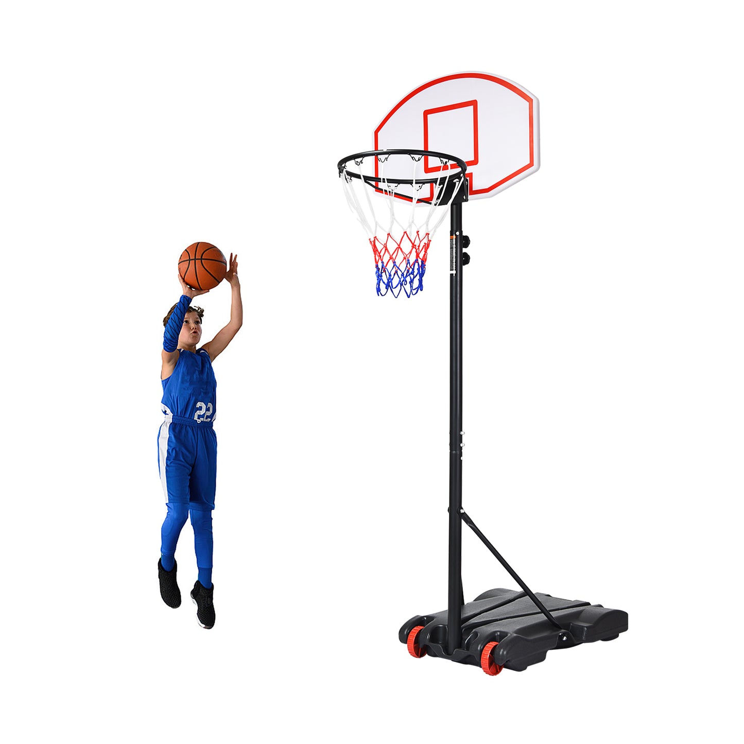 Adjustable Basketball Hoop System Stand with Wheels Kids Crystal