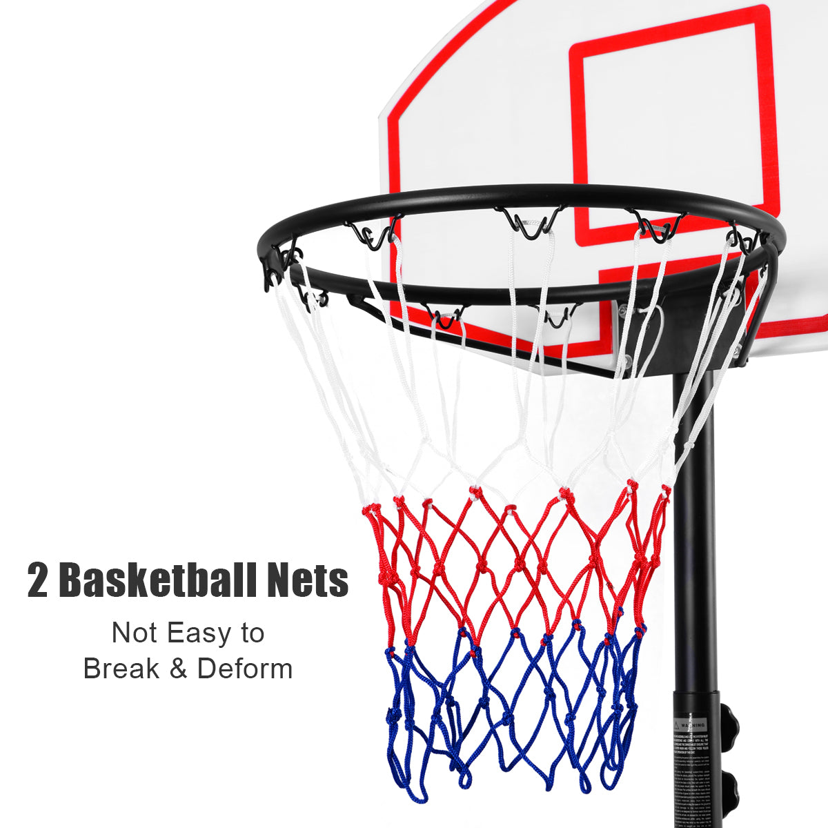 Adjustable Basketball Hoop System Stand with Wheels Kids Crystal