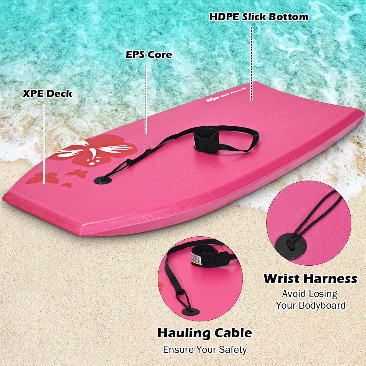Lightweight Bodyboard Surfing with Leash EPS Core Boarding IXPE-S