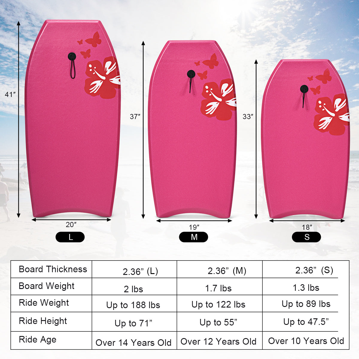 Lightweight Bodyboard Surfing with Leash EPS Core Boarding IXPE-M Kids Crystal