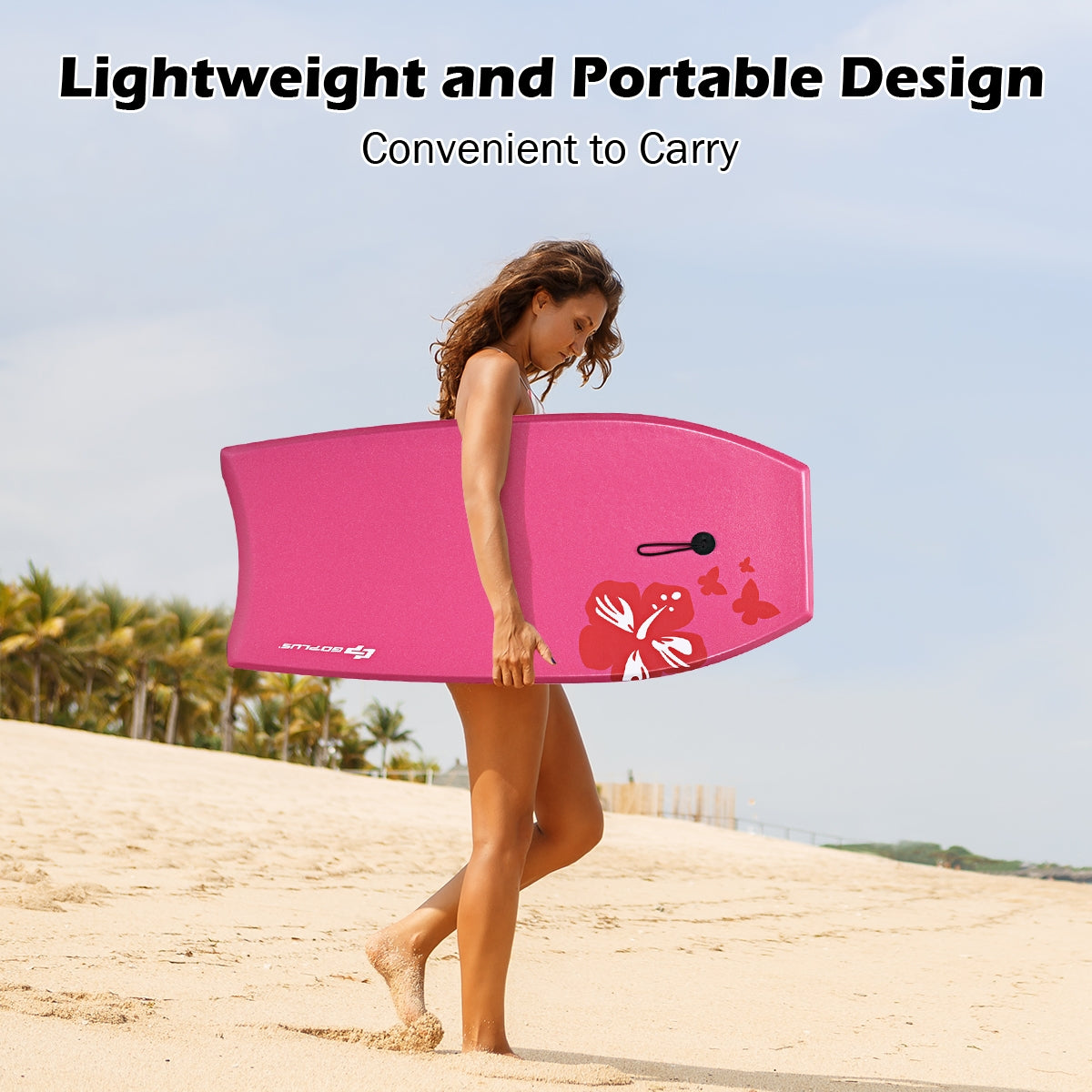 Lightweight Bodyboard Surfing with Leash EPS Core Boarding IXPE-M Kids Crystal